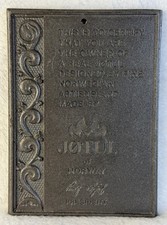 Vintage JOTUL Cast Iron Owner Plaque Sign 7.25