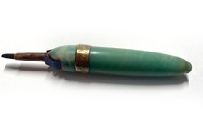 Vtg Martha Lorraine Retractable Lip Brush Turquoise Marbled & Gold 1940s Works picture