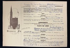Vintage 1960s Brasserie Flo Paris France French Restaurant Menu Recipe picture