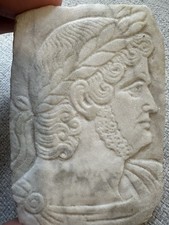 Italian Grand Tour White Marble Profile Relief Fragment Souvenir Colosseum 1950s picture