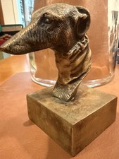 Vintage Brass Greyhound Bust Figurine Base SightHound Weighty Bookend Head Loved picture