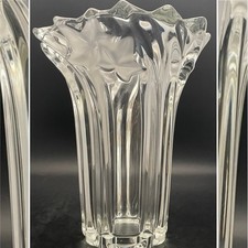 Mikasa Parisian Ivy 24% Lead Crystal Frosted Ivy Swirl Vase Germany 8.25