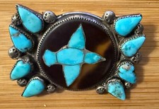 Best Zuni V Early Inlaid & Set Bird Pin attr Della Casa Appa Turquoise & Shell Y picture
