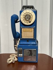 Vintage Automatic Electric LPC-82-55 3 Slot Rotary Payphone Blue Coin Phone picture