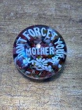 Vintage Handblown Don’t Forget Your Mother Glass Frit Confetti Paperweight picture