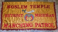 Vtg Moslem Temple Detroit MI. Marchers Shriners Parade Banner Flag Free Shpn  picture