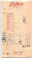 1944 Peters Williamsport PA Grocery Billhead w/ Butter Ad picture