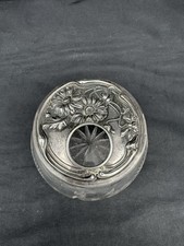 Antique Webster Co. Cut Crystal Hair Receiver Jar with Sterling Lid picture