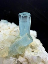 Natural Sky Blue Aquamarine Crystal Cluster / Fluorite On Matrix / 662 Carats picture