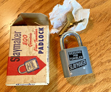 Vintage Slaymaker Pin Tumbler Lock with 2 Keys #800 w/ Box picture