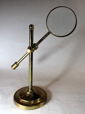 Fine Early 20th c. Adjustable Brass Desktop Magnifying Glass picture