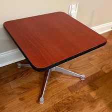 1960s EAMES FOR HERMAN MILLER ALUMINUM GROUP SIDE TABLE w/ 4-STAR CONTRACT BASE picture