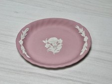 RARE Vintage Wedgwood PINK FLORAL Jasperware Fluted Pin Trinket Dish picture