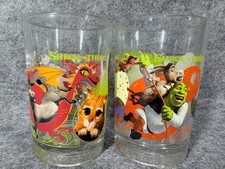 McDonalds Shrek The Third 2007 Collector Glasses Shrek Fiona Donkey Lot of 2 picture