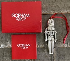 Vintage 1991 Gorham NUTCRACKER SOLDIER Silverplate Christmas Ornament w/Box picture