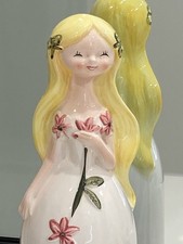 Vintage I.W. Rice IRICE Blonde Flower Girl Figurine Japan 11.5” MCM picture