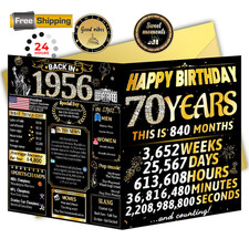 VivaGem 70th Birthday Cards for Women Men, Happy 70th-1956, Gold picture