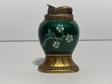 Vintage 1950's Evans Enamel Green Tone With Brass Trim Table Lighter - untested picture