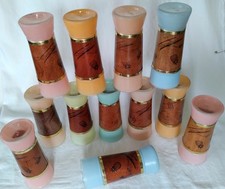 Lot 12 MCM 1960s Siesta Ware Frosted Tiki Glasses Hawaiian Scene 6.5” 5 Colors picture