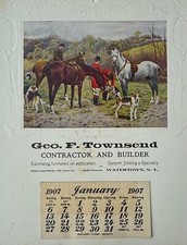 Antique 1907 FM Hollams Calendar Print Something Wrong, Watertown, NY Ad picture