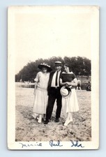 Old Vintage Photo TRIO MAN WOMEN BEACH SCENE CLEMENTON NEW JERSEY 1921 picture