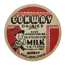 CONWAY DAIRIES  MILK  SUNDAY  PHILADELPHIA  PENNSYLVANIA  PA  MILK BOTTLE CAPS picture