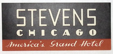 c1950s Stevens Chicago America's Grand Hotel Luggage Label Decal 1.75 x 4