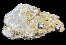 192 GM| Rare Blue Big  ANATASE Crystals On Matrix With Quartz combination| 10 Cm picture