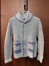 RRL Double RL Indigo Flag Patchwork Cardigan Men's S Ralph Lauren Vintage Used picture