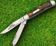 Imperial Schrade Medium Trapper Pocket Knife Stainless Blades Celluloid Handle picture