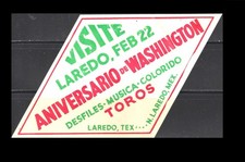 Vintage Washington Birthday Celebration Sticker – Laredo, Texas / Nuevo Laredo picture