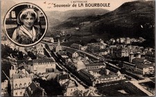 La Bourboule France WWI Era Postcard Auvergne Spa Town & Girl Portrait 1918 picture