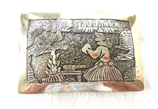NWT Navajo Elaine Becenti Storyteller Belt Buckle 925 Sterling Silver  picture