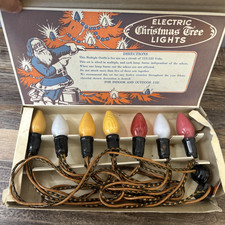 Vintage AMICO Electric Christmas Tree Lights Cloth Cord 7 C9 Lights Original Box picture
