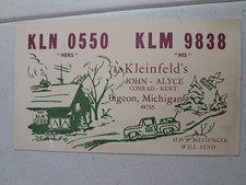 Vintage CB Radio QSL Card KLN 0550 KLM 9838 Pigeon Michigan picture