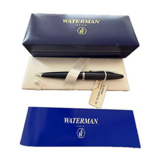 Waterman Carene Ballpoint Pen NOS -Blue Ink, Charcoal Grey w/ Silver Trim 21107W picture