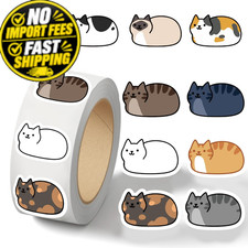 500PCS Cute Cat Stickers Roll 10 Styles Kawaii Cats Multicolor picture