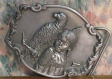 Pewter Belt Buckle - Native American and Eagle Brave and Free Artaffects - 1989 picture