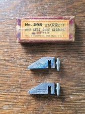 (2) Vintage Starrett (The L. S. S. Co.) No. 298 Key Seat Rule Clamps  w/Box    picture