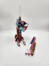 Sea Parrot Sue Rioux Blue Stained Glass Art Kaleidoscope Stand + 6 Wands 1994 picture