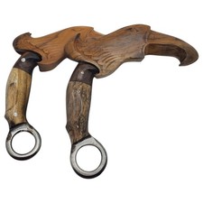 Lot 2 Karambit Knife Eagle Claw Blade Wood Handle Kerambit Handmade Indonesia picture