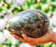 Amazing 170MM Natural Flashy Green Labradorite Stone Chakra Metaphysical Egg picture