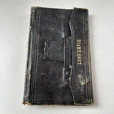 1857 Handwritten Diary New England Courtship Marriage Cash Accounts Leather picture