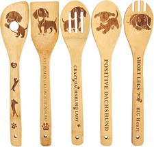 5 Piece Dachshund Wooden Spoons for Cooking, Dachshund Gifts for Women Dog Lover picture