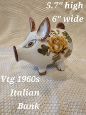 VTG Italian Ceramic Piggy Bank Hand Painted Made In Italy picture