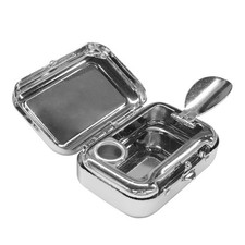 Mini Portable Ashtray - Carry-on Metal Windproof Pocket Car Ash Tray with Lid - picture
