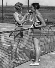 Girls Smoking on Tennis Court 8x10 Photo Vintage 1930s Women Having a Smoke picture