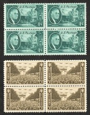 *OLD 1945 WW2 USA stamps franklin roosevelt FDR & US Army Paris blocks of 4 MINT picture