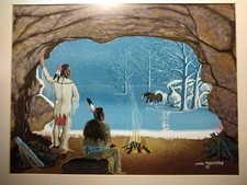 Original Vintage 1972  Loren Pahsetopah 1934-2020 Native  painting  Artwork, Exc picture