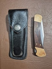 Vintage 1981 - 1986 Buck •110••  ( 3 Dot ) Folding Blade Knife w/Belt Sheath picture